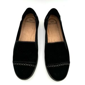 Earth Origins Black Suede Slip On Comfort loafers - Britt